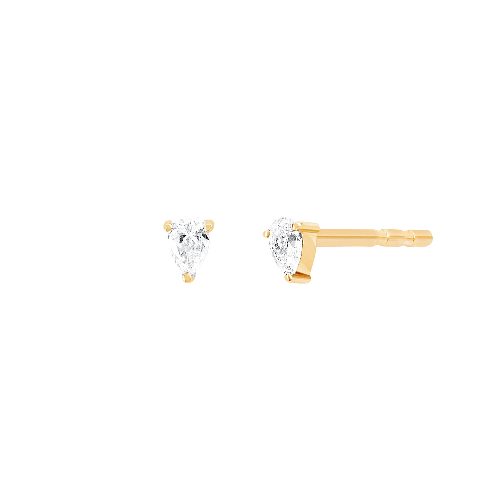 EF Collection Mini Pear Diamond Studs - Yellow Gold - Broken English Jewelry