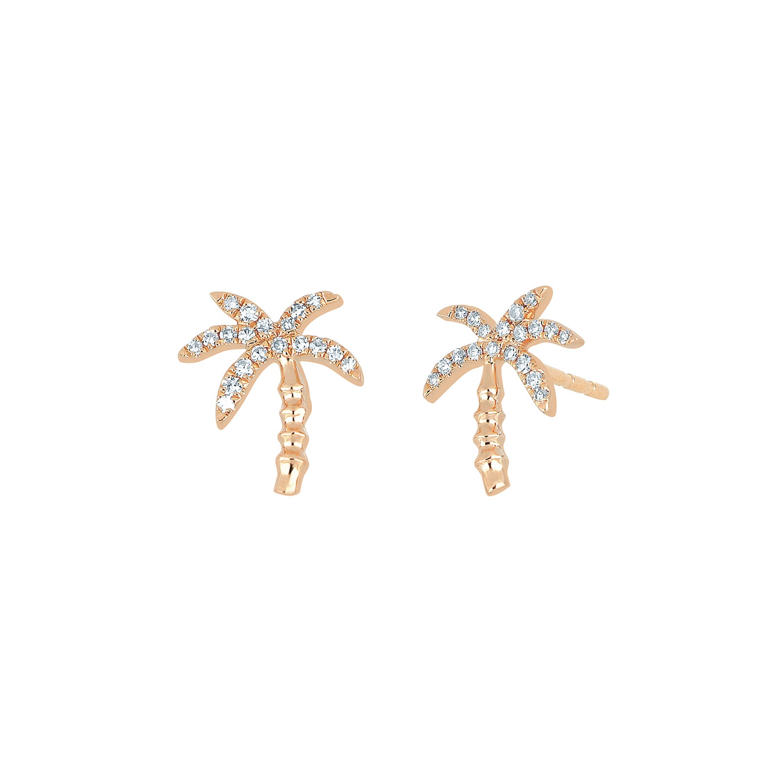 EF Collection Wild Palm Diamond Studs - Rose Gold - Broken English Jewelry