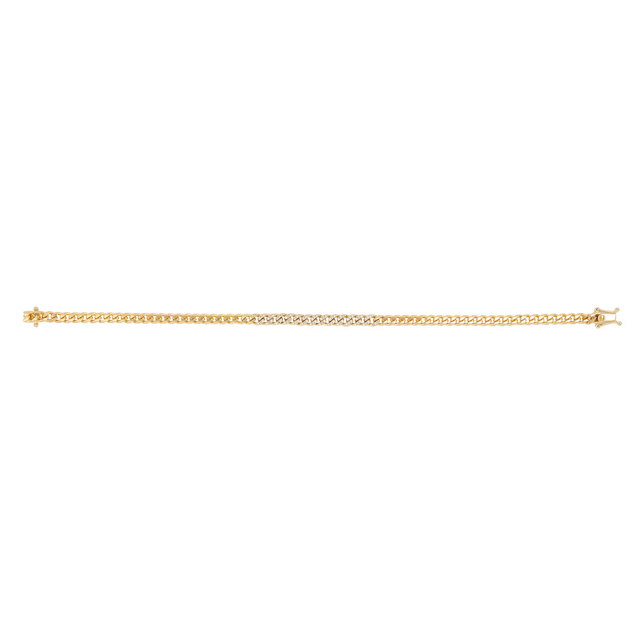 EF Collection Mini Curb Chain Diamond Bracelet - Yellow Gold - Broken English Jewelry