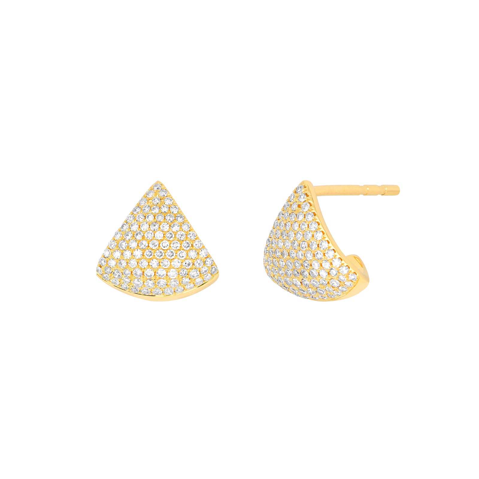 EF Collection Chevron Diamond Studs - Yellow Gold - Broken English Jewelry