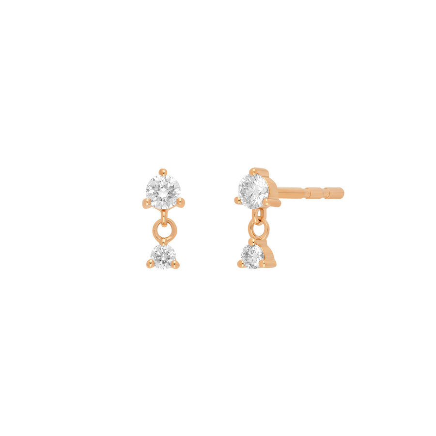 EF Collection Prong Set Diamond Dangle Studs - Rose Gold - Earrings - Broken English Jewelry