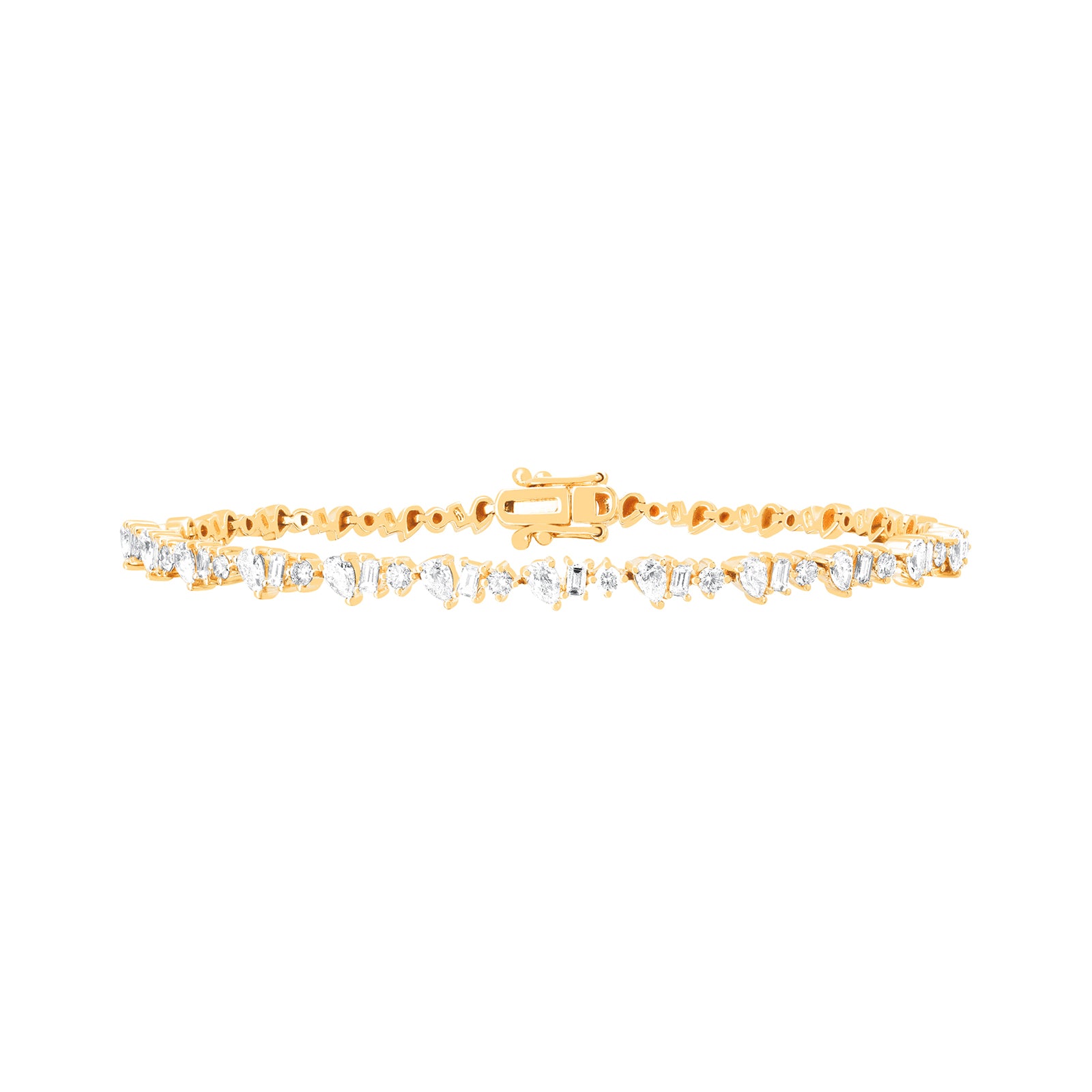 EF Collection Mixed Diamond Eternity Bracelet - Yellow Gold - Bracelets - Broken English Jewelry