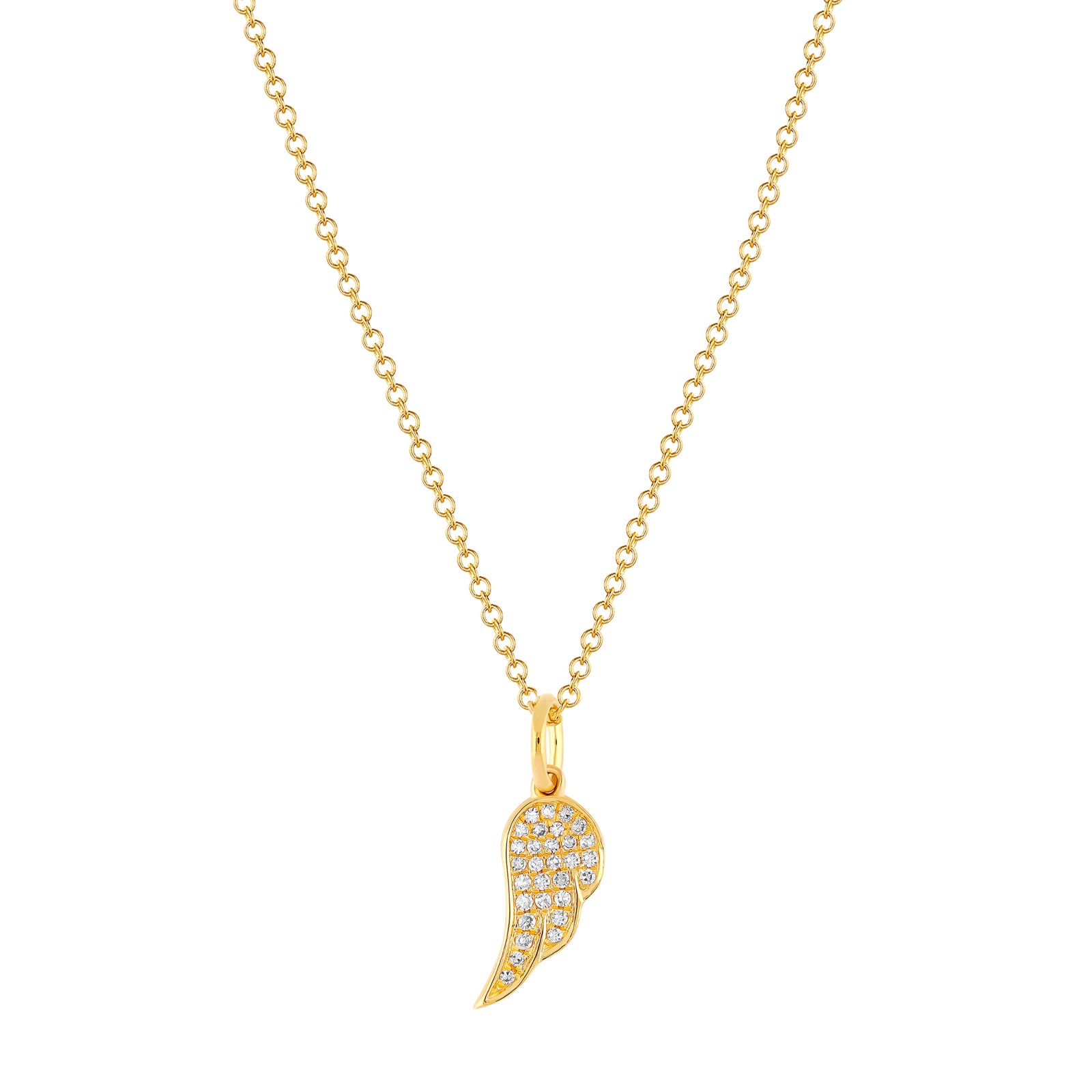 Diamond Angel Pendant Necklace in Yellow Gold