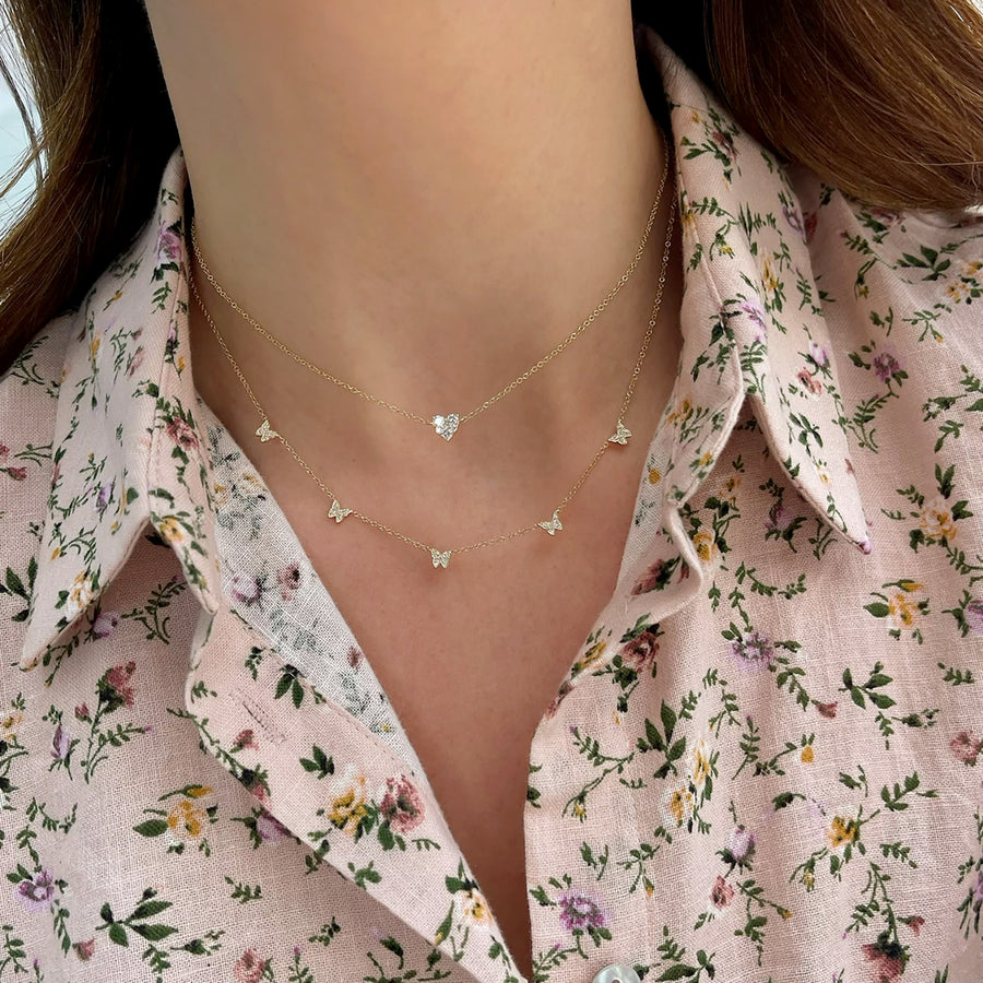 EF Collection 5 Baby Butterfly Diamond Necklace - Rose Gold - Necklaces - Broken English Jewelry