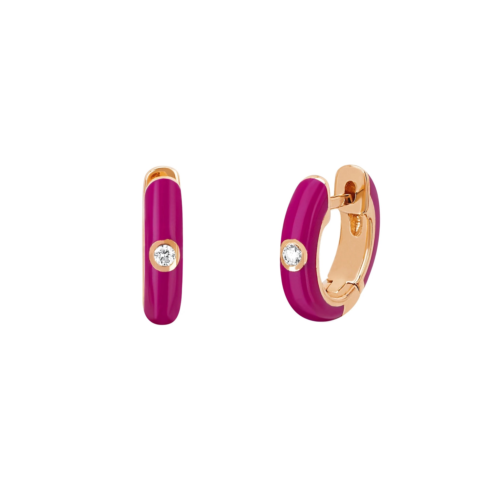 EF Collection Enamel Huggies - Berry - Broken English Jewelry