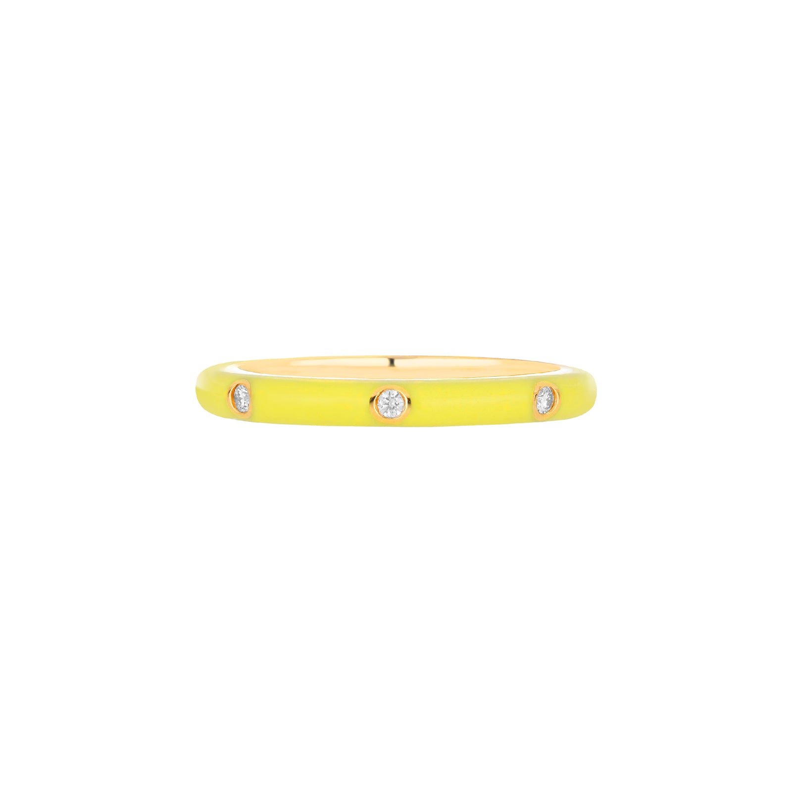 EF Collection 3 Diamond Yellow Enamel Stack Ring - Yellow Gold - Broken English Jewelry