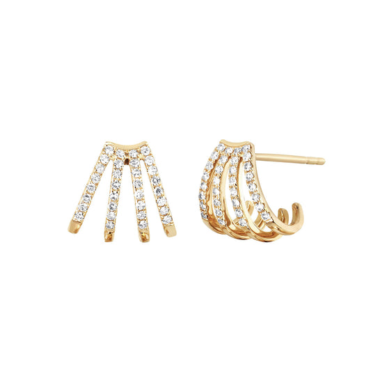 Multi Diamond Huggies - Yellow Gold - Main Img