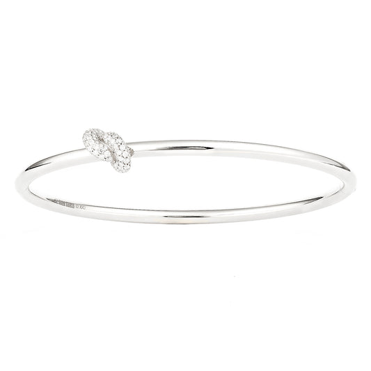 The Large Pave Diamond Legacy Knot Bangle - White Gold - Main Img