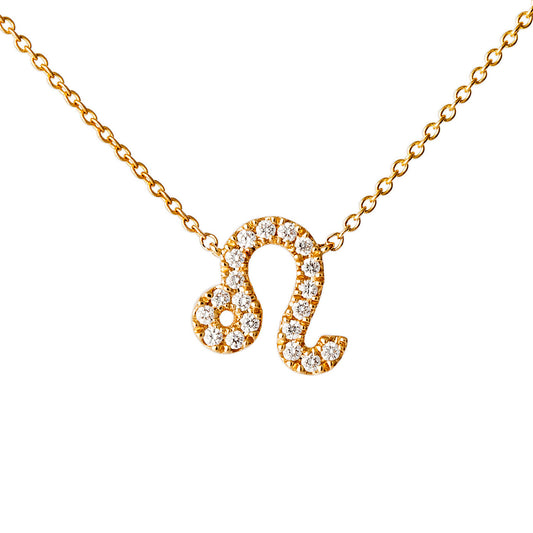 Star Sign Leo Diamond Necklace - Yellow Gold - Main Img