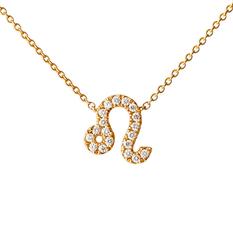 Engelbert Star Sign Leo Diamond Necklace - Yellow Gold - Necklaces - Broken English Jewelry