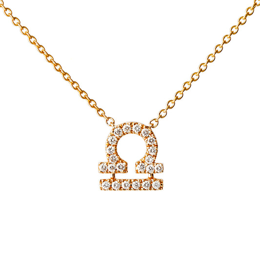 Star Sign Libra Diamond Necklace - Yellow Gold - Main Img
