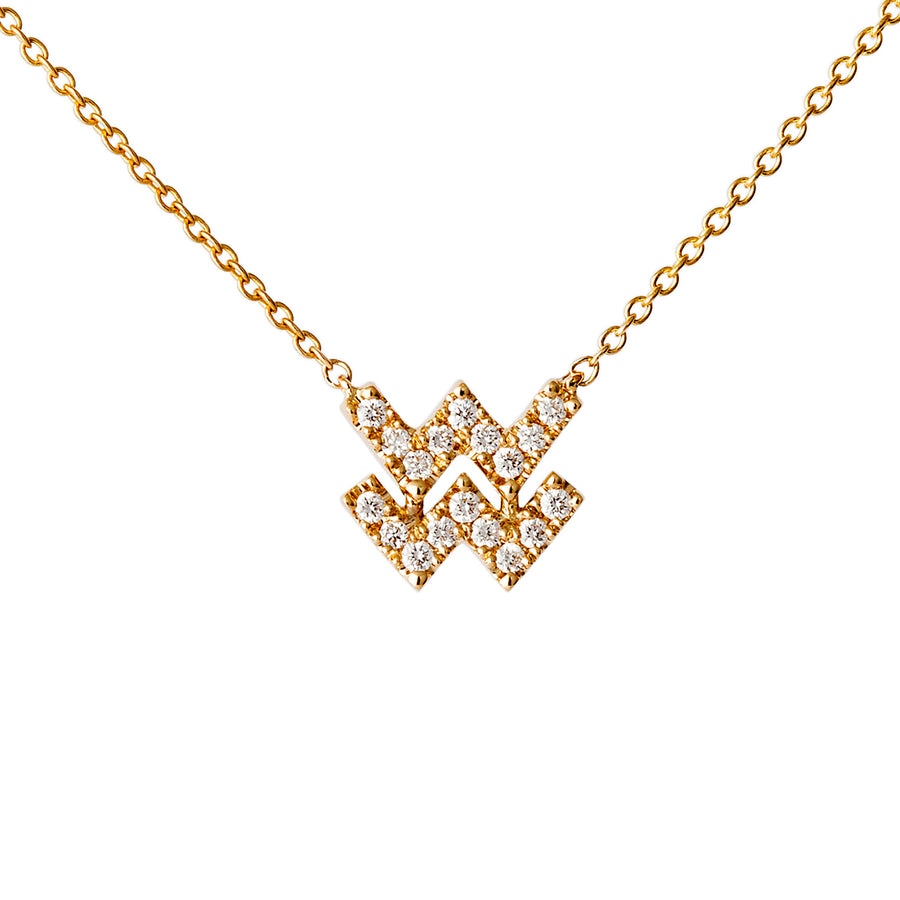 Engelbert Star Sign Aquarius Diamond Necklace - Yellow Gold - Necklaces - Broken English Jewelry