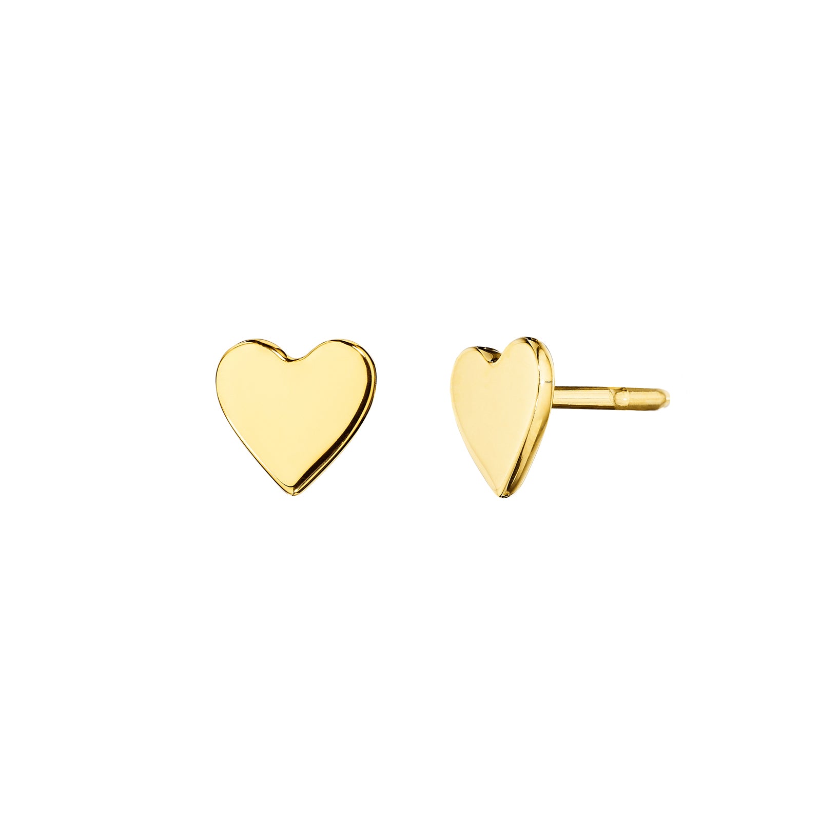 Cadar Wings of Love Small Heart Studs - Yellow Gold - Broken English Jewelry