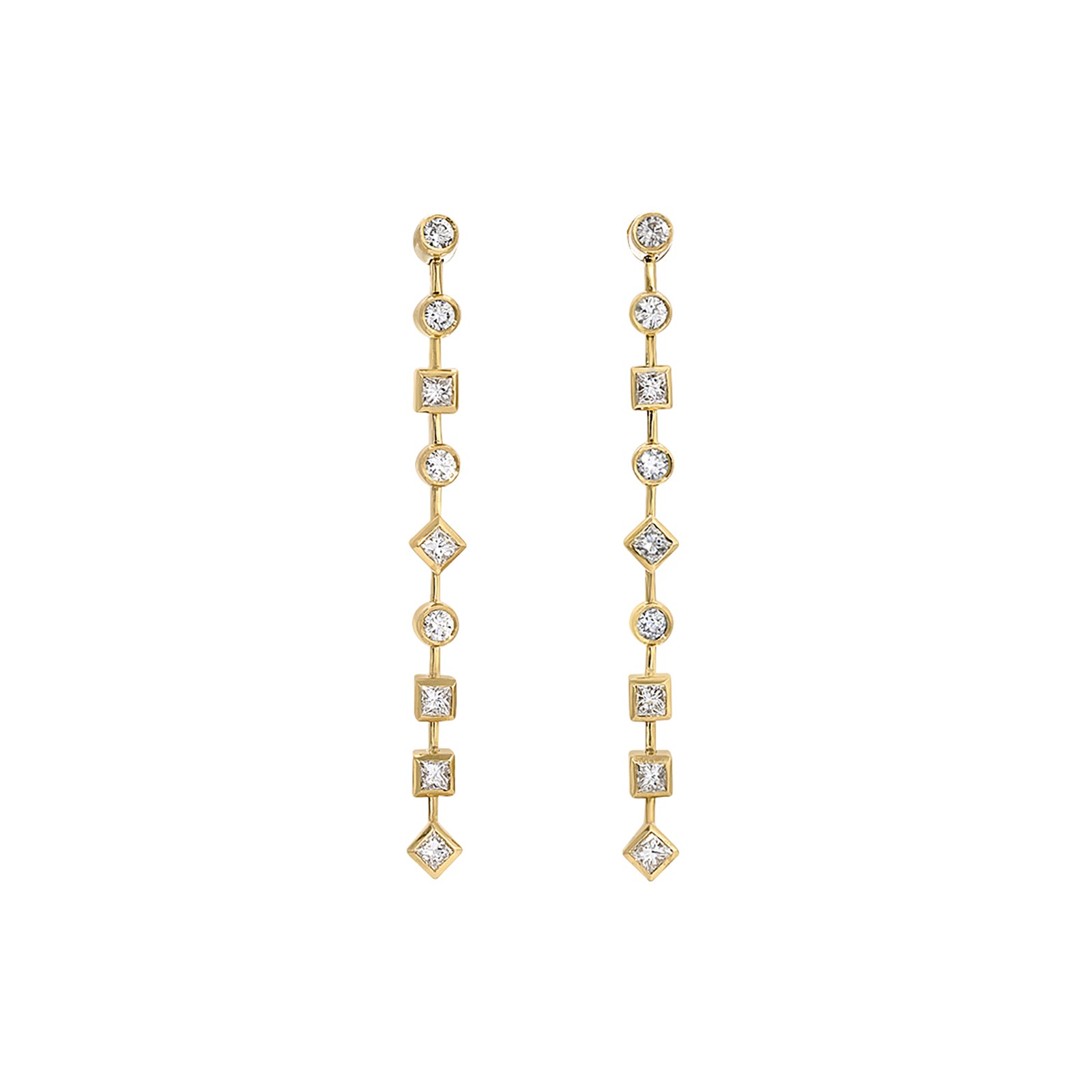 Nancy Newberg Mixed Long Tennis Style Diamond Earrings - Earrings - Broken English Jewelry