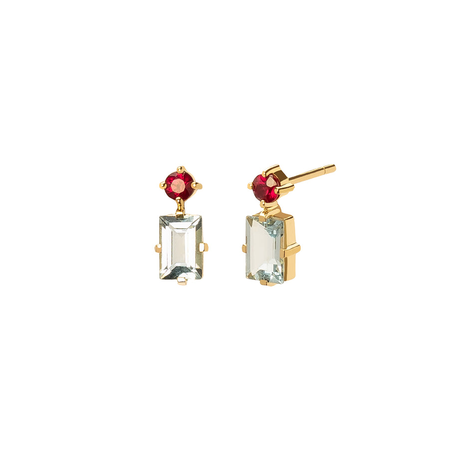 YI Collection Deco Earrings - Aquamarine & Ruby - Earrings - Broken English Jewelry