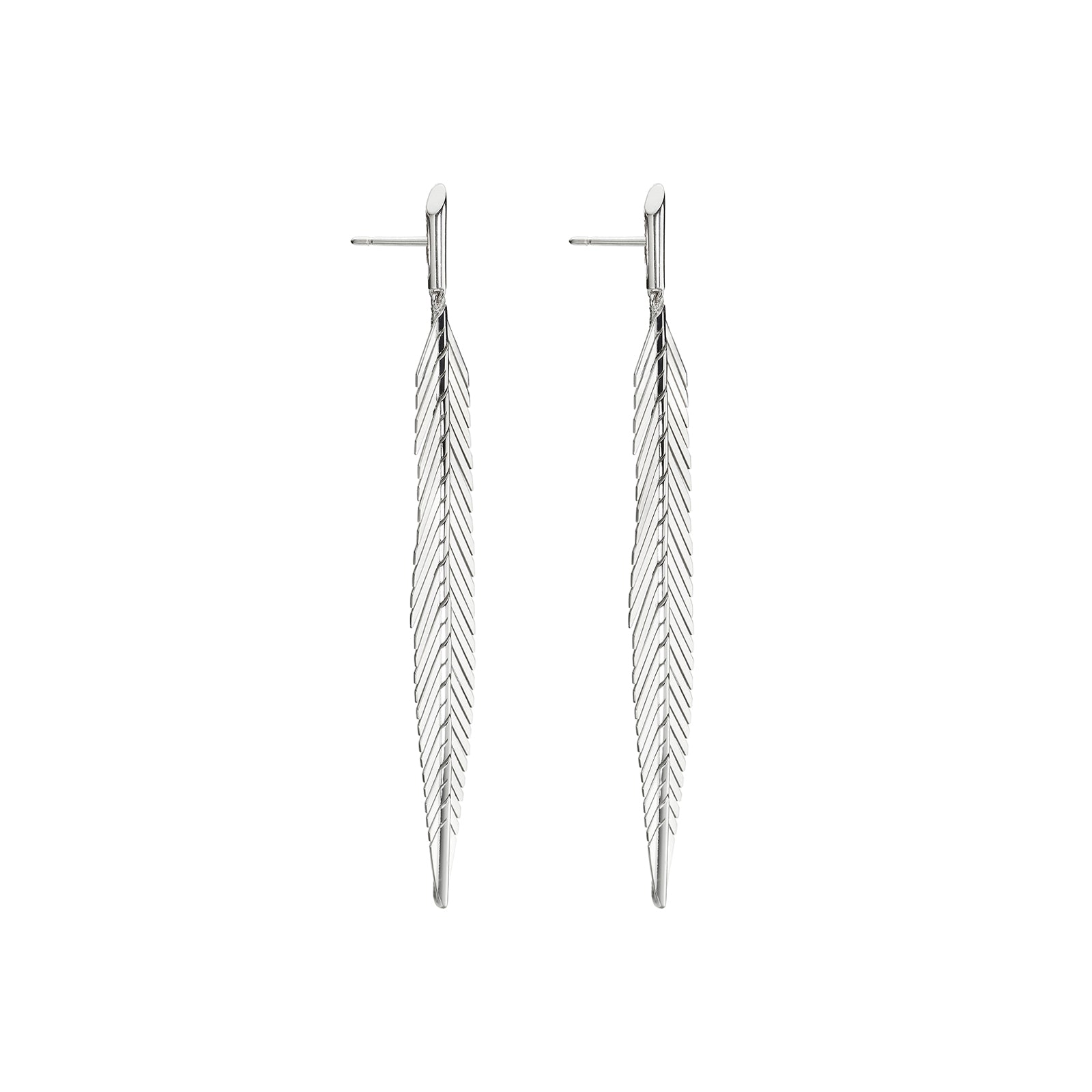 Cadar Medium Feather Earrings - White Gold - Broken English Jewelry