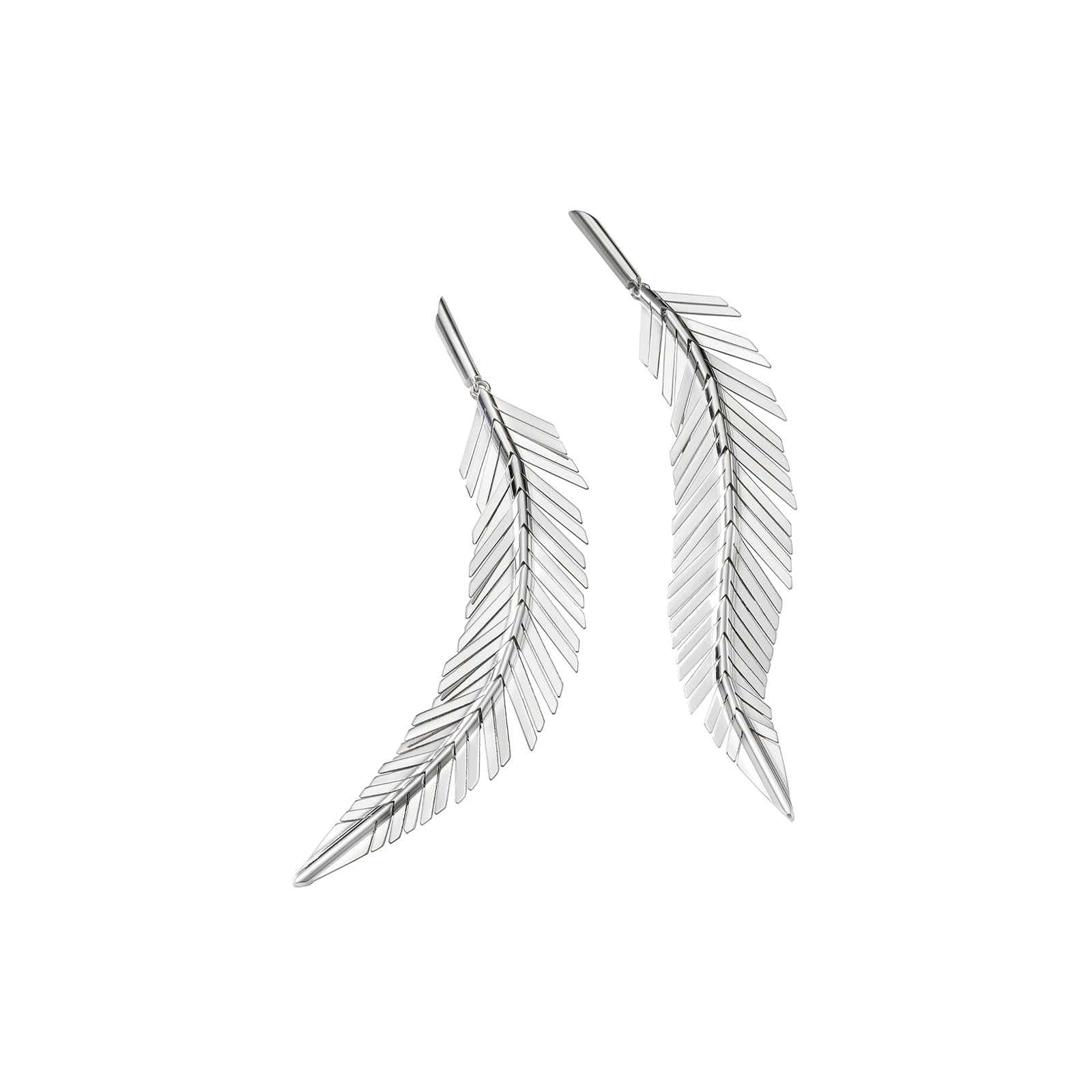 CADAR Medium Feather Earrings White Gold Earrings Broken English Jewelry