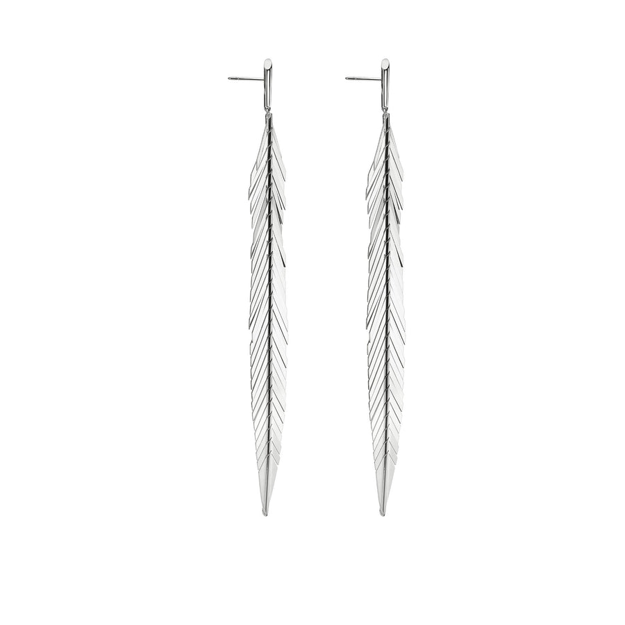 Cadar Large White Gold Feather Earrings - Broken English Jewelry