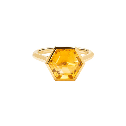 Hexagonal Citrine Ring - Main Img