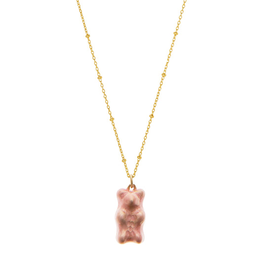 Gummy Pendant Necklace - Bubblegum & Dotted Gold - Main Img