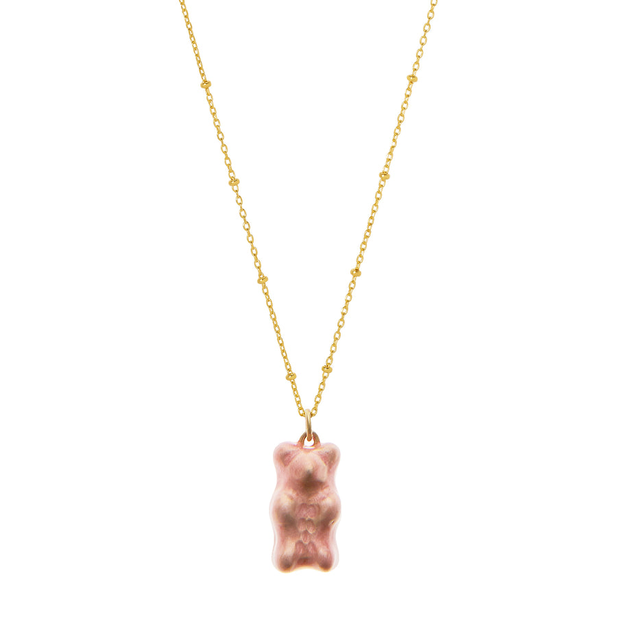 Maggoosh Gummy Pendant Necklace - Bubblegum & Dotted Gold - Necklaces - Broken English Jewelry