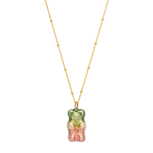 Gummy Pendant Necklace - Watermelon & Dotted Gold - Main Img