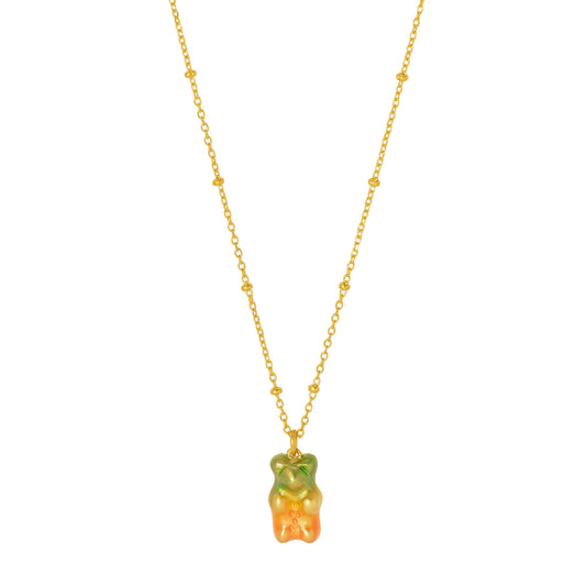 Mini Gummy Pendant Necklace - Watermelon & Dotted Gold - Main Img