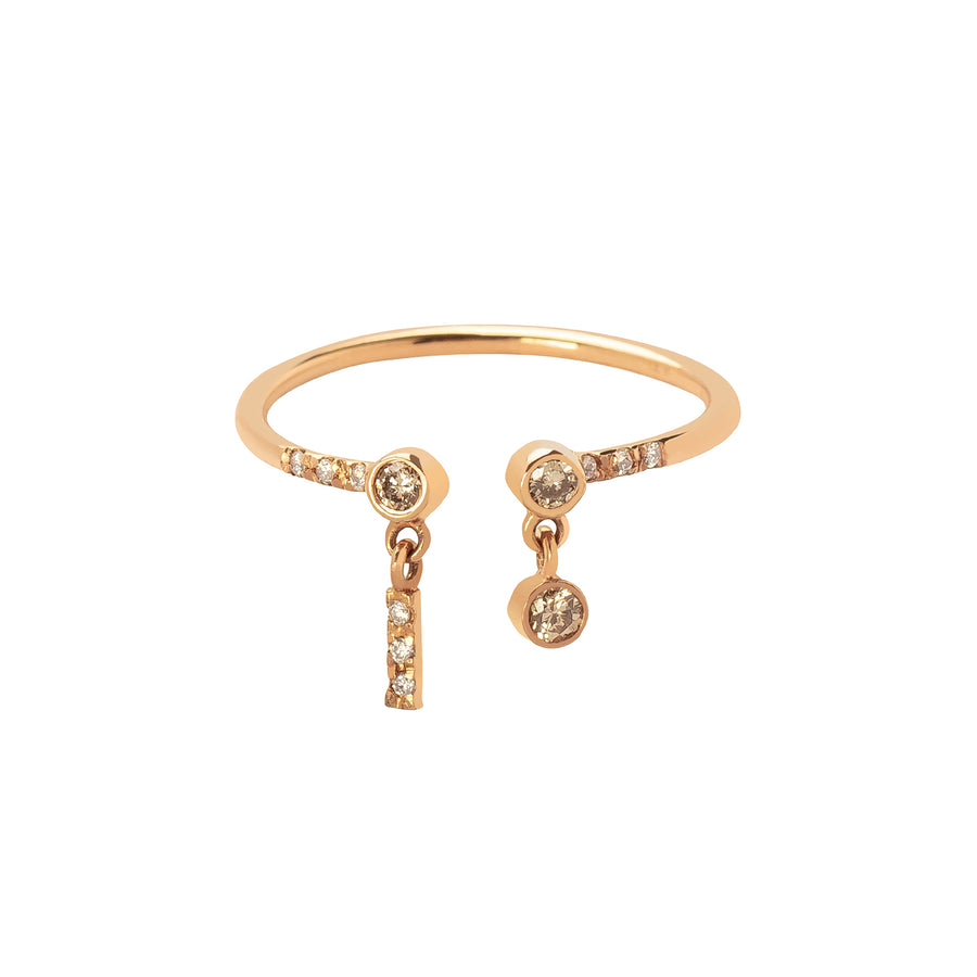 Xiao Wang Gravity Open Charm Dangle Ring - Rose Gold - Broken English Jewelry