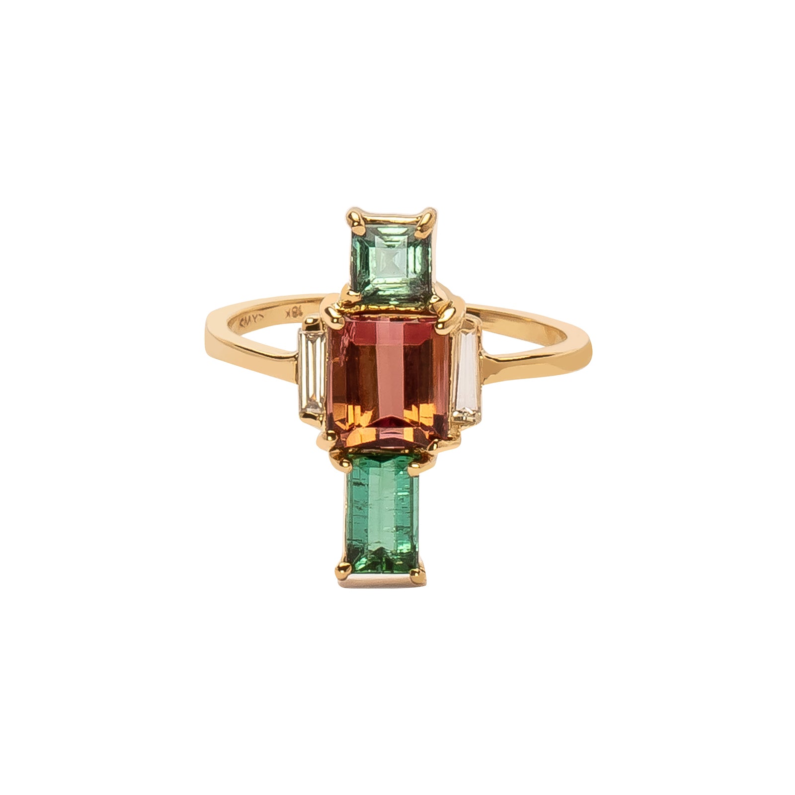 Xiao Wang Galaxy Ring - Coral Tourmaline & Diamond - Rings - Broken English Jewelry