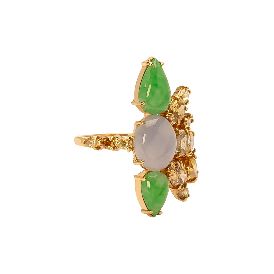 Xiao Wang Galaxy Statement Ring - Burma Jadeite & Colored Diamond - Earrings - Broken English Jewelry