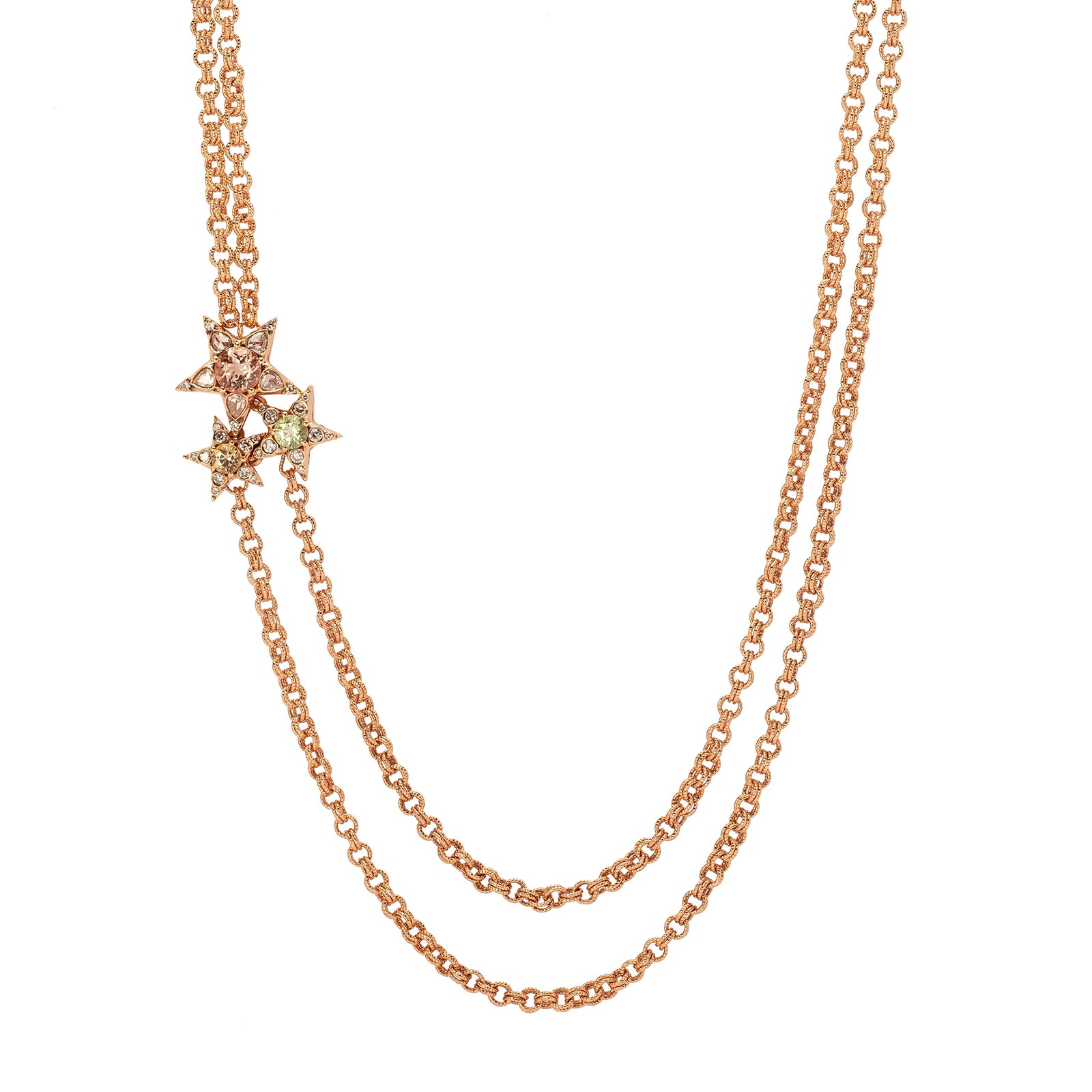 Selim Mouzannar Istanbul Tourmaline Double Chain Necklace - Rose Gold - Broken English Jewelry
