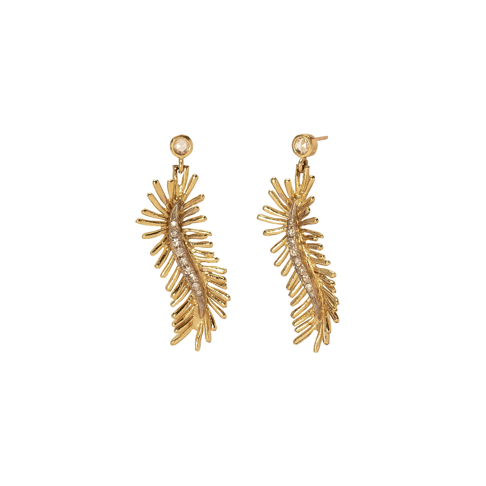 Jenna Blake Diamond Feather Earrings - Earrings - Broken English Jewelry