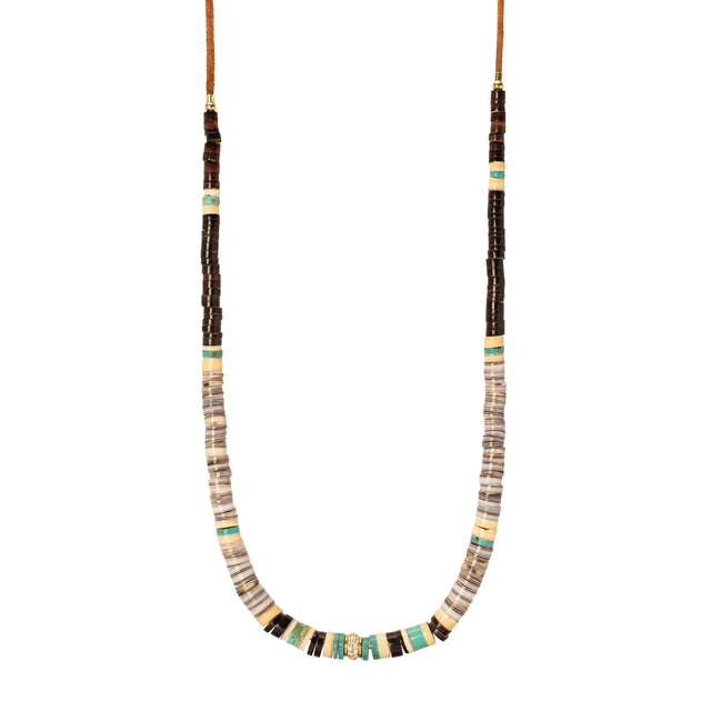 Jenna Blake Brown & Blue Beaded Necklace - Necklaces - Broken English Jewelry