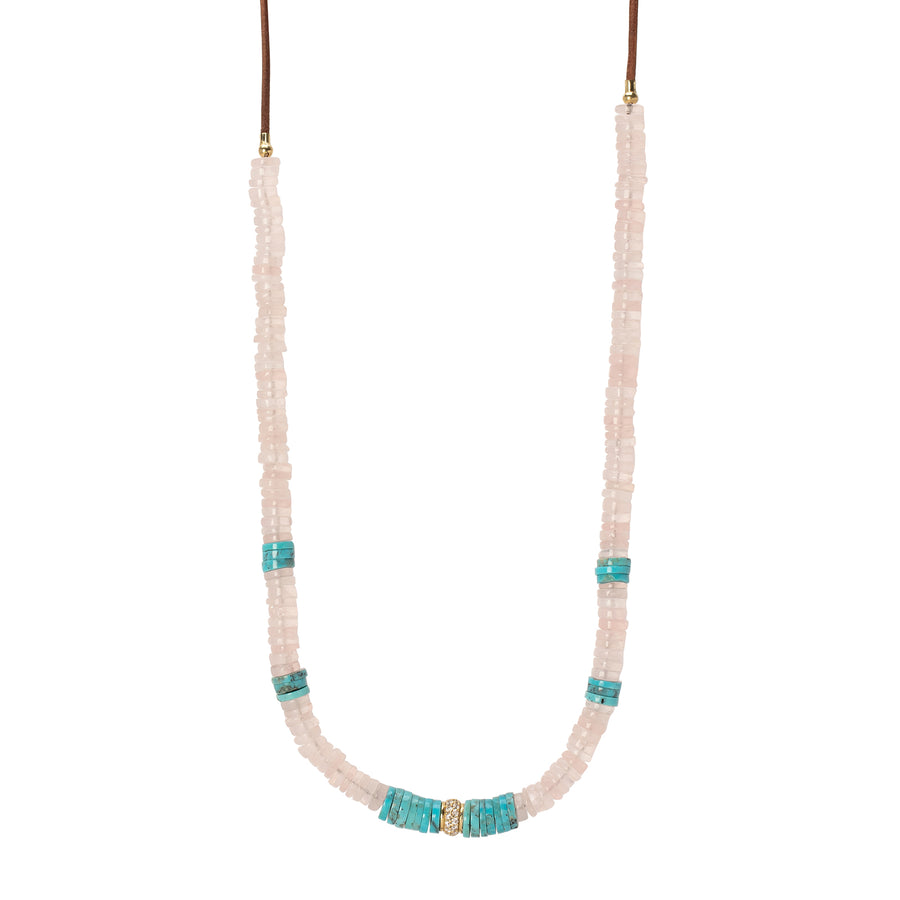 Jenna Blake Heishi Beaded Necklace - Quartz & Turquoise - Necklaces - Broken English Jewelry
