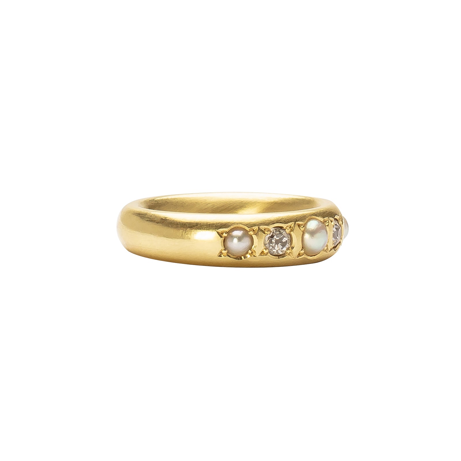Jenna Blake Gypsy Half Band - Diamond & Pearl - Rings - Broken English Jewelry