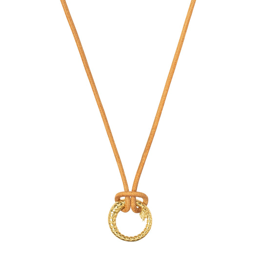 Snake Clasp Necklace - Leather - Main Img