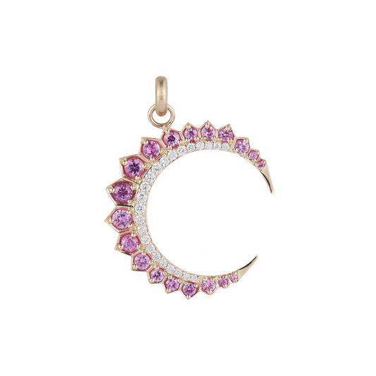 Estelle Crescent Moon Charm - Pink Sapphire - Main Img