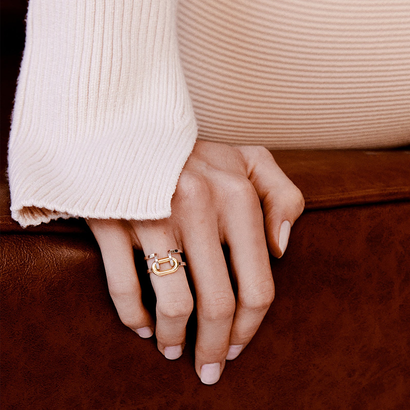 Kloto Duo Bolt Ring - Silver & Gold - Broken English Jewelry