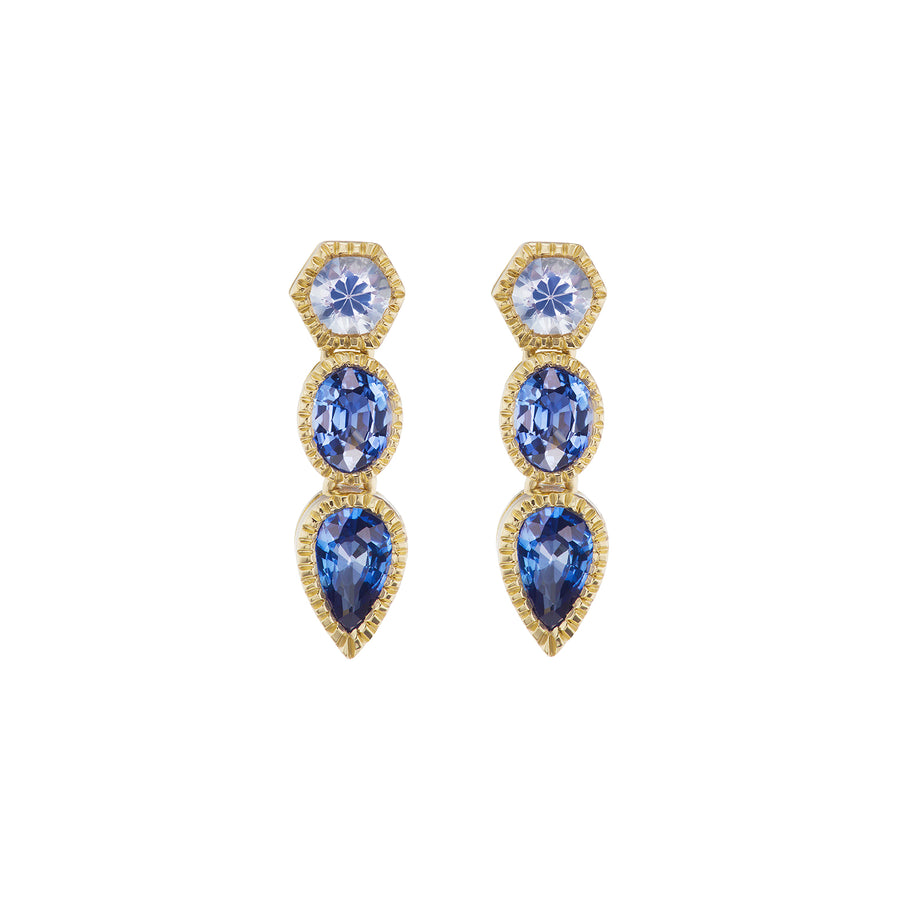 Ark Lakshmi Triple Drop Earrings - Blue Sapphire - Earrings - Broken English Jewelry