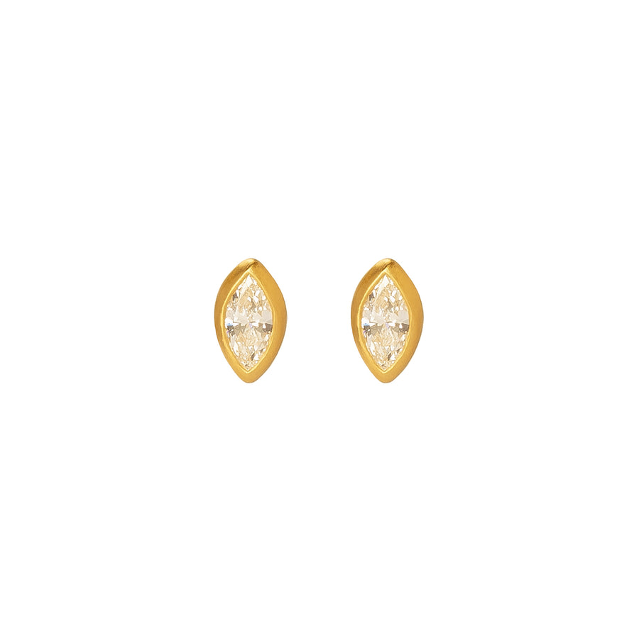 Loriann Stevenson Marquis Diamond Studs - Yellow Gold - Earrings - Broken English Jewelry