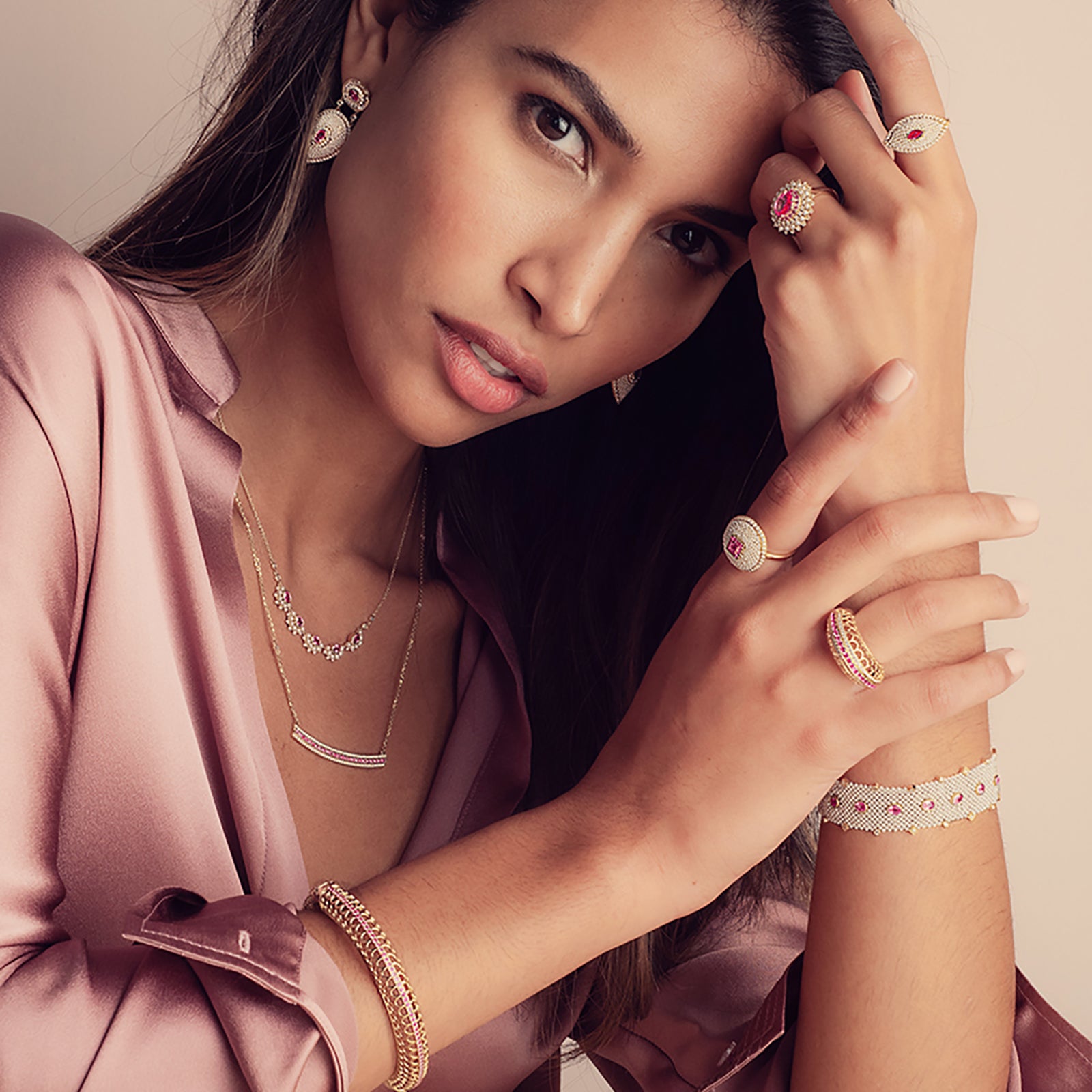 Moksh Ladakh Necklace - Pink Sapphire - Necklaces - Broken English Jewelry