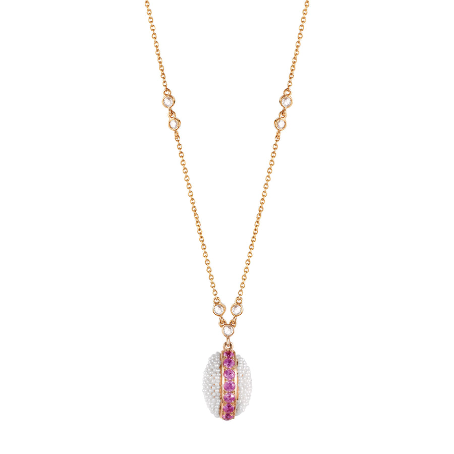 Moksh Bombay Oval Necklace - Pink Sapphire - Necklaces - Broken English Jewelry