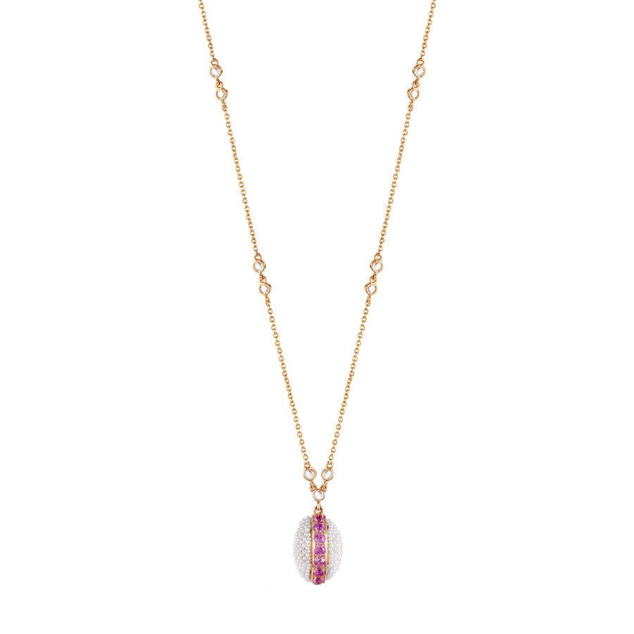 Moksh Bombay Oval Necklace - Pink Sapphire - Necklaces - Broken English Jewelry
