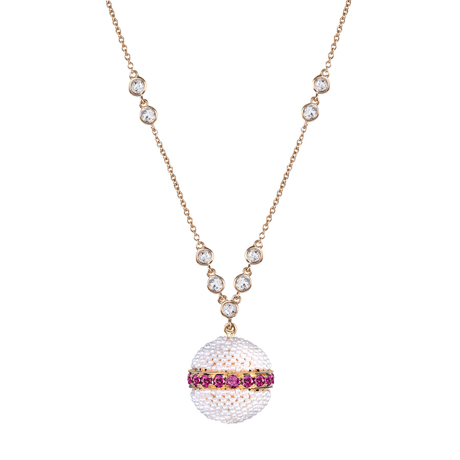 Moksh Bombay Round Necklace - Pink Sapphire - Necklaces - Broken English Jewelry