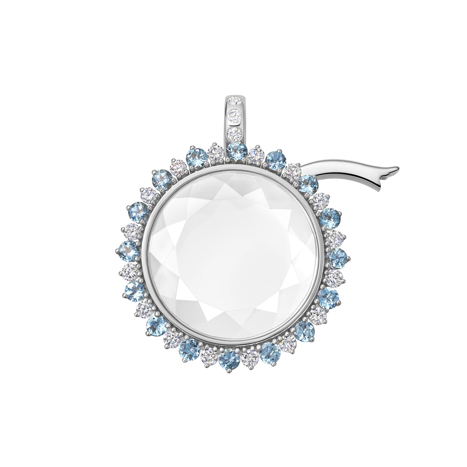 Loquet Miasol Aquamarine Locket - White Gold - Charms & Pendants - Broken English Jewelry