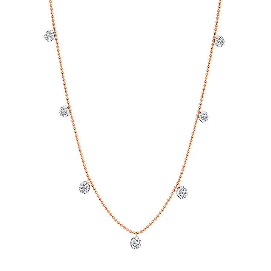 Small Floating Diamond Necklace - Rose Gold
