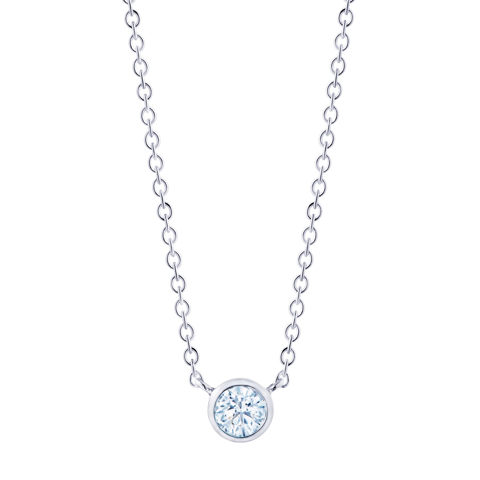 Kwiat Classic Round Diamond Necklace - White Gold - Broken English Jewelry