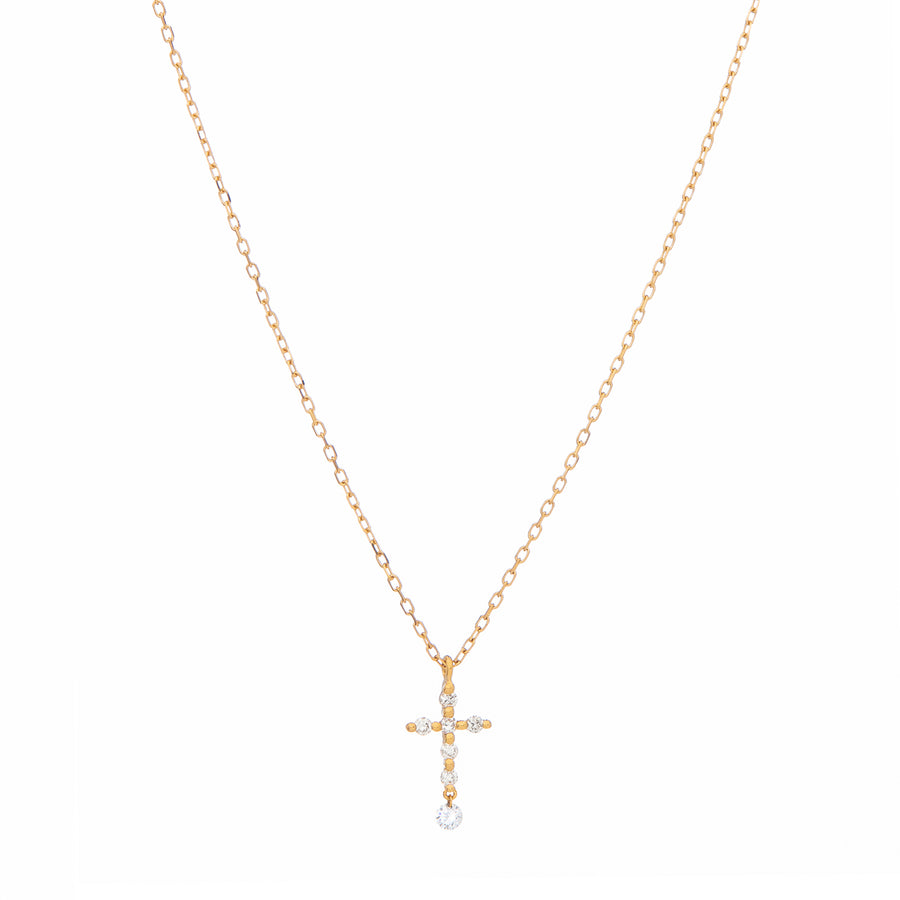 Persée Paris Cross Necklace - Yellow Gold - Necklaces - Broken English Jewelry