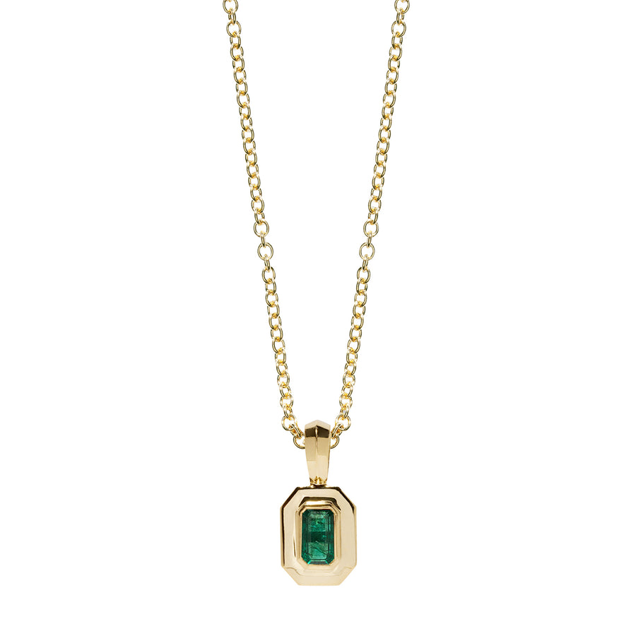 Āzlee Staircase Petite Charm Necklace - Emerald - Necklaces - Broken English Jewelry