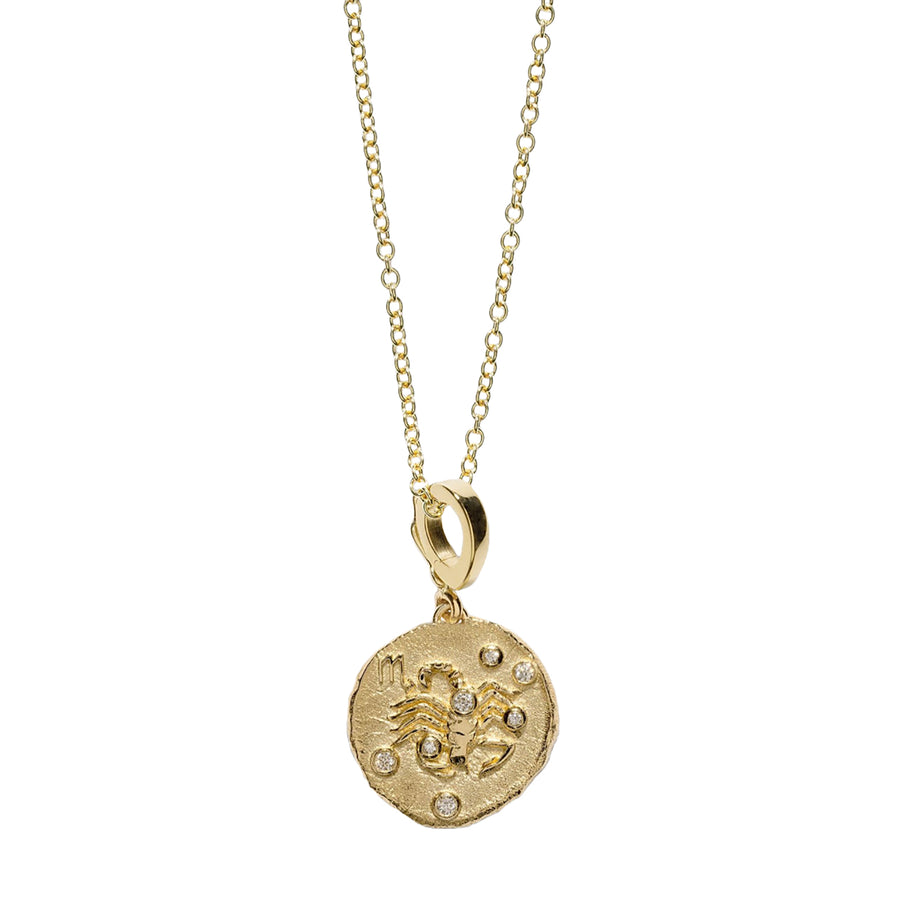 Azlee Zodiac Small Coin Charm Necklace - Scorpio - Necklaces - Broken English Jewelry